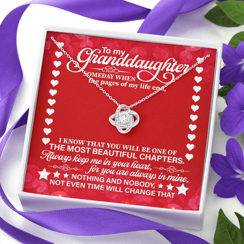 To My Granddaughter Someday When the Pages of My Life End Love Knot Necklace To My Granddaughter Someday When the Pages of My Life End Love Knot Necklace