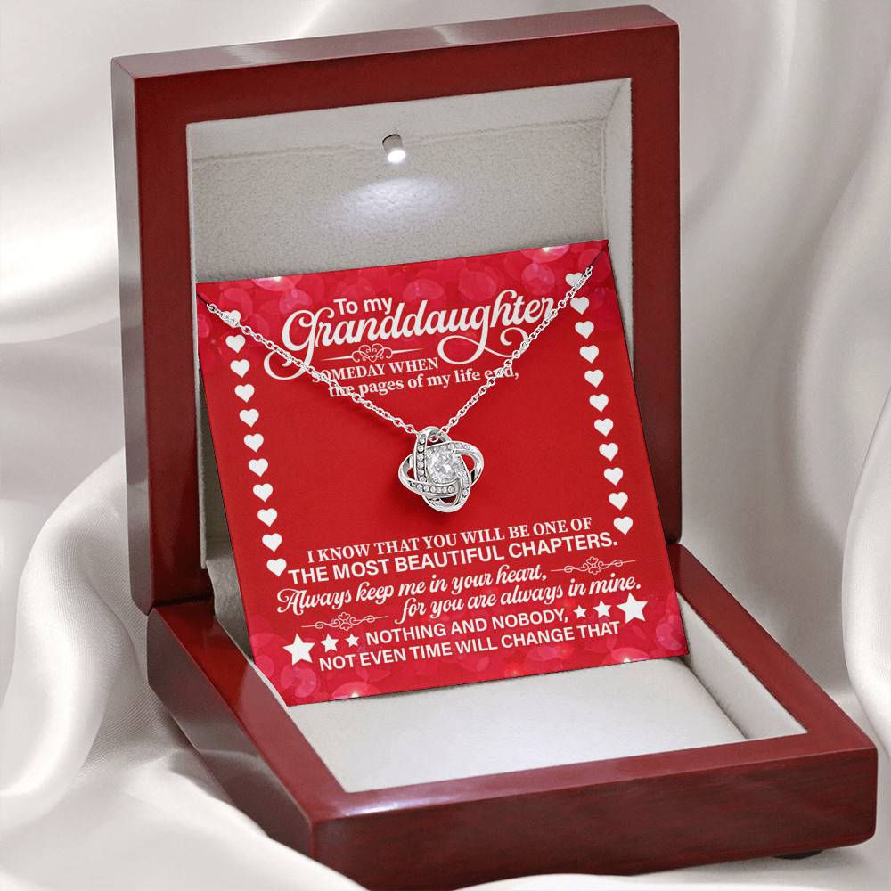 To My Granddaughter Someday When the Pages of My Life End Love Knot Necklace To My Granddaughter Someday When the Pages of My Life End Love Knot Necklace