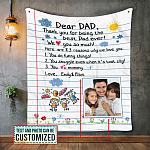 Custom Photo Fathers Day Gift Thank You for Being the Best Dad Fleece Blanket - Sherpa Blanket