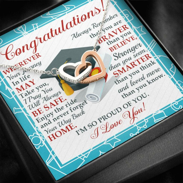 Congratulations Wherever The Journey In Life May Take You Interlocking Hearts Necklace - Graduation Gift