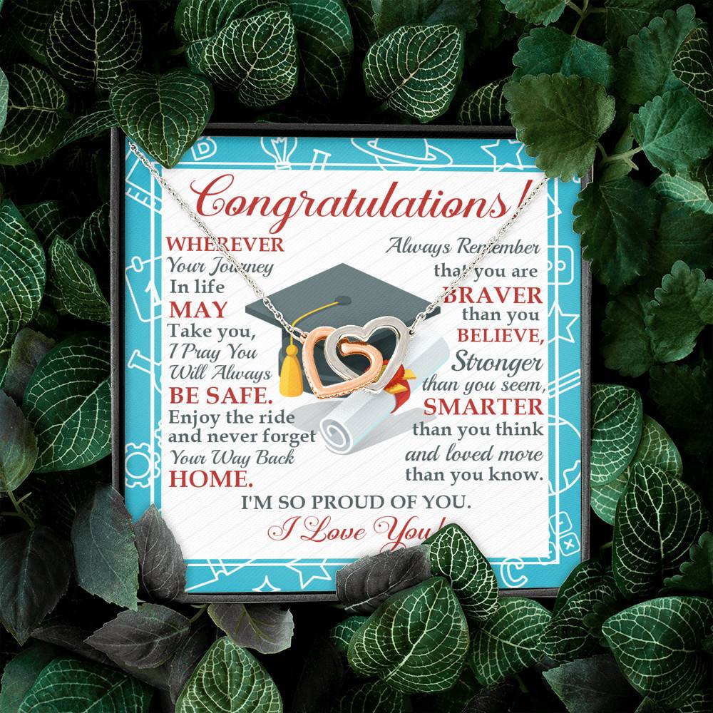 Congratulations Wherever The Journey In Life May Take You Interlocking Hearts Necklace - Graduation Gift Congratulations Wherever The Journey In Life May Take You Interlocking Hearts Necklace - Graduation Gift