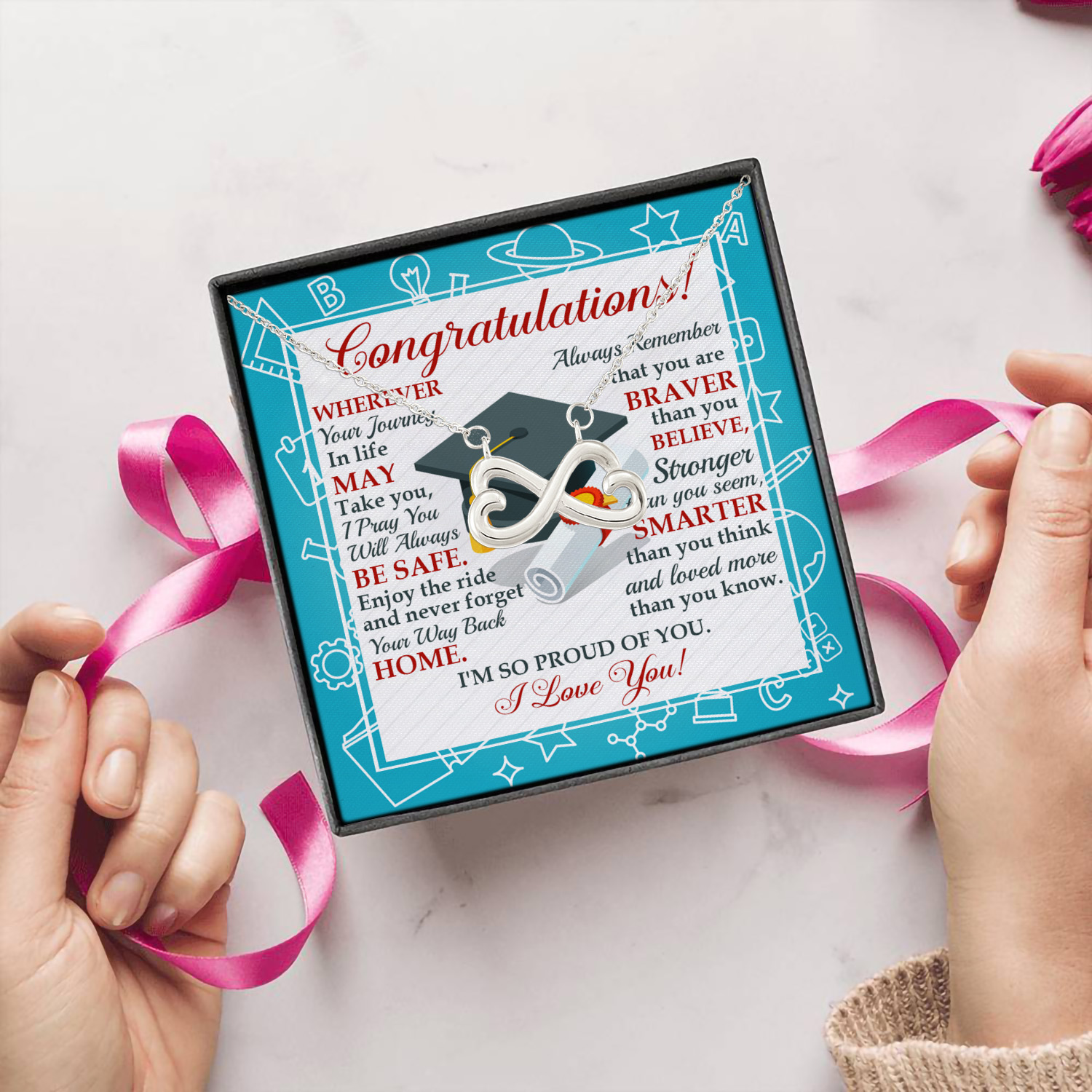 39 HG. Congratulations Class Of 2021(5) Infinity Heart Necklace (Silver) 5