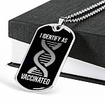 I Identify As Vaccinated Funny Pro Vaccine Dog Tag Pendant Necklace - Funny Vaccinated Gifts