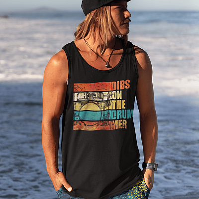Alternative view of Vintage Dibs On The Drummer Cotton Tank Top Tee - Ladies Racerback Tank