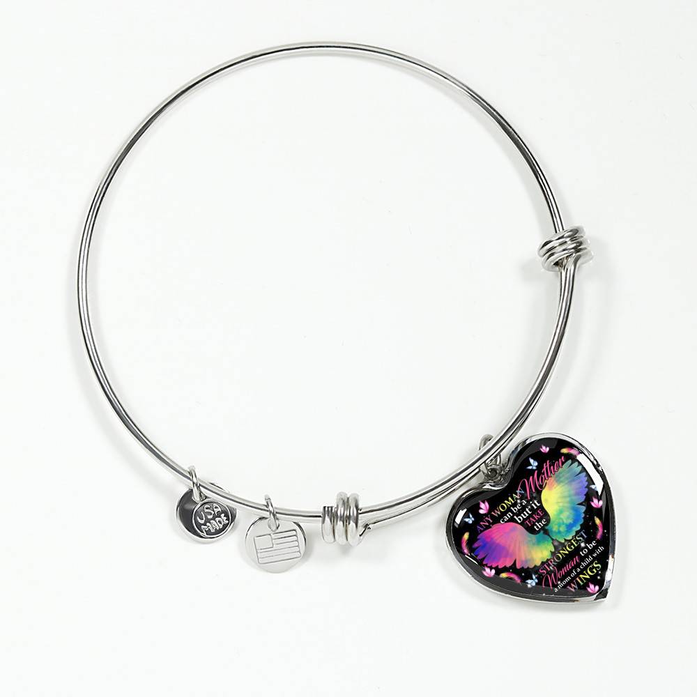 Any Woman Can Be A Mother But It Takes The Strongest Woman To Be A Mom Of A Child With Wings Heart Pendant Necklace Any Woman Can Be A Mother But It Takes The Strongest Woman To Be A Mom Of A Child With Wings Heart Pendant Necklace
