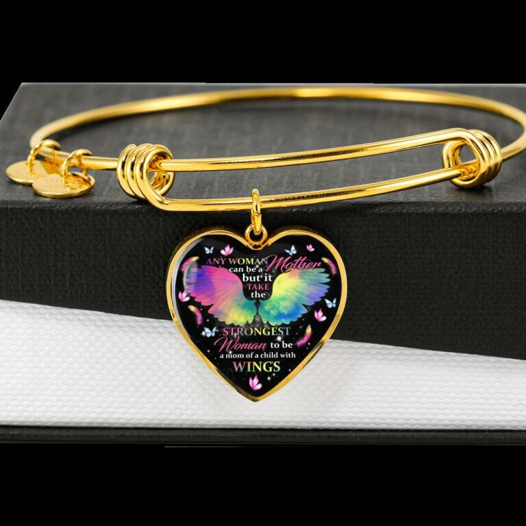 Any Woman Can Be A Mother But It Takes The Strongest Woman To Be A Mom Of A Child With Wings Heart Pendant Necklace