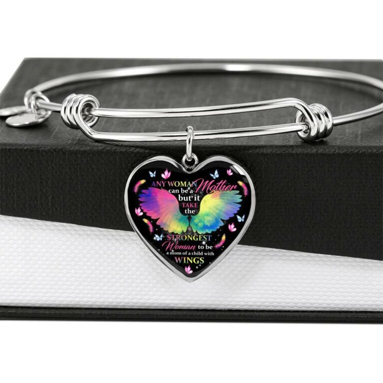 Any Woman Can Be A Mother But It Takes The Strongest Woman To Be A Mom Of A Child With Wings Heart Pendant Necklace