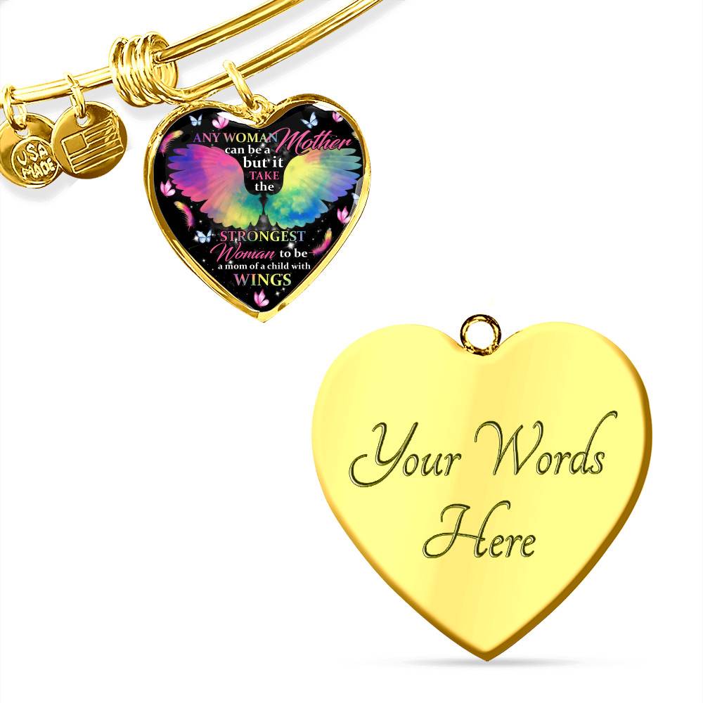 Any Woman Can Be A Mother But It Takes The Strongest Woman To Be A Mom Of A Child With Wings Heart Pendant Necklace Any Woman Can Be A Mother But It Takes The Strongest Woman To Be A Mom Of A Child With Wings Heart Pendant Necklace
