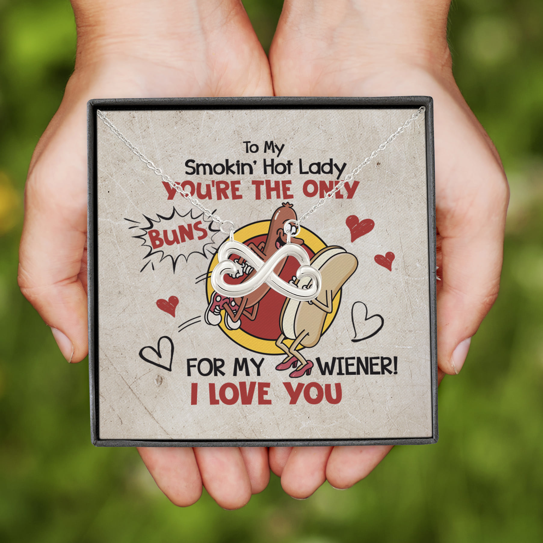 6VT. To Smokin Hot Lady Only Buns Infinity Heart Necklace (Silver)