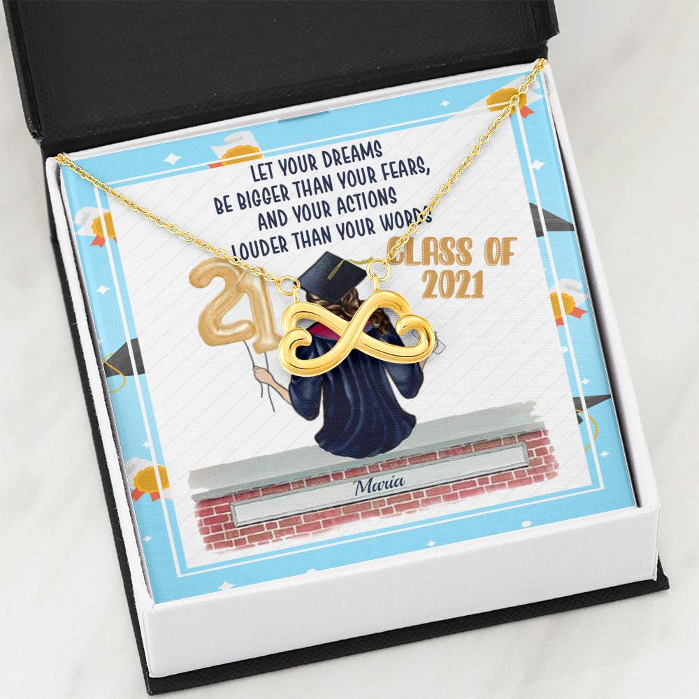 Personalized Graduation Let Your Dreams Be Bigger Than Your Fears Infinity Heart Pendant Necklace Personalized Graduation Let Your Dreams Be Bigger Than Your Fears Infinity Heart Pendant Necklace