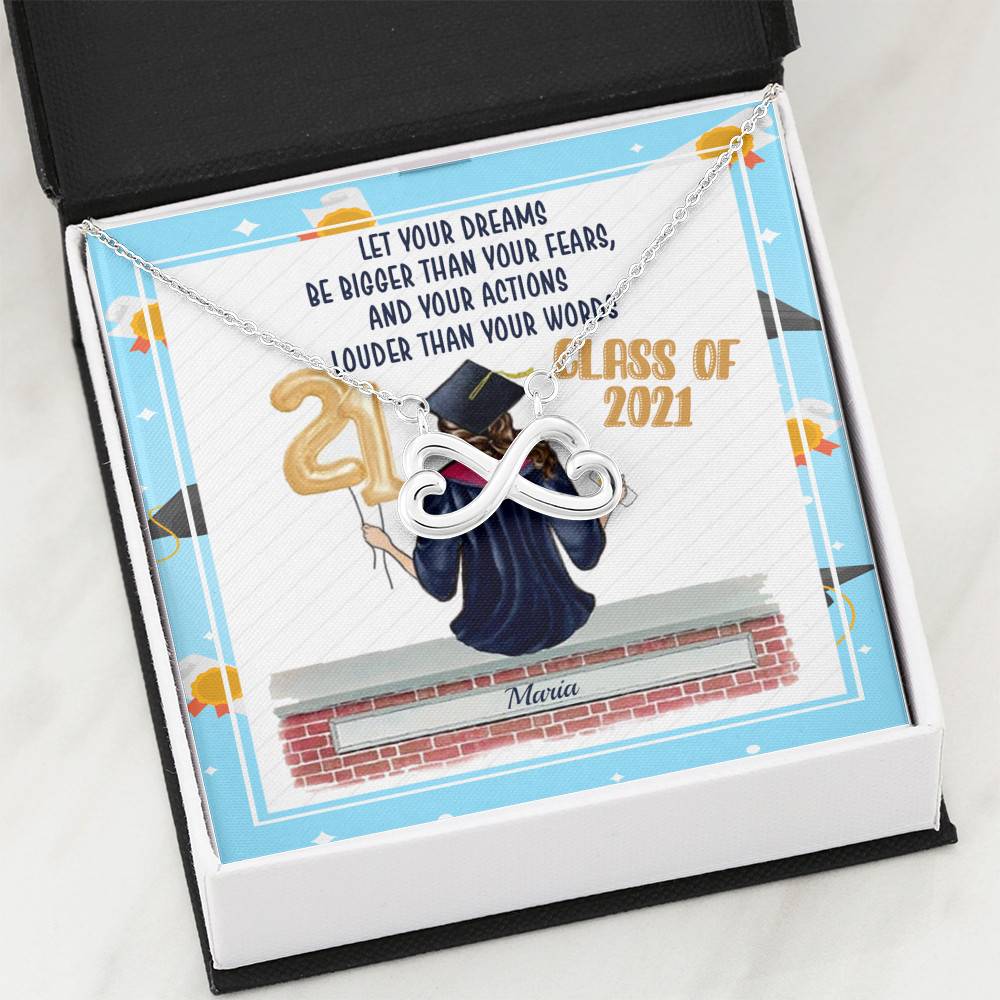 Personalized Graduation Let Your Dreams Be Bigger Than Your Fears Infinity Heart Pendant Necklace Personalized Graduation Let Your Dreams Be Bigger Than Your Fears Infinity Heart Pendant Necklace