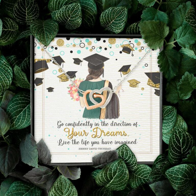 Graduation Gift Go Confidently in the Direction of Your Dreams Interlocking Heart Pendant Necklace