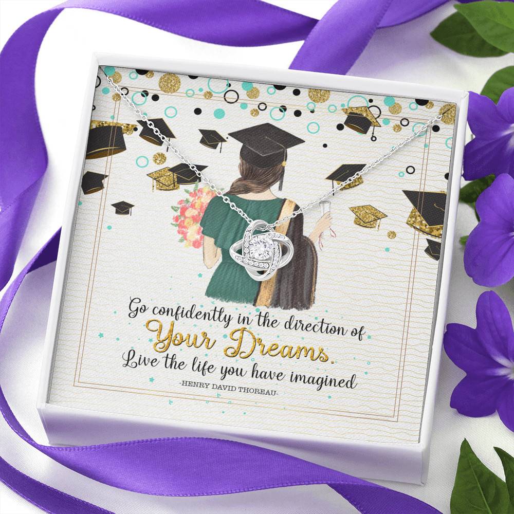 Graduation Gift Go Confidently in the Direction of Your Dreams Love Knot Pendant Necklace