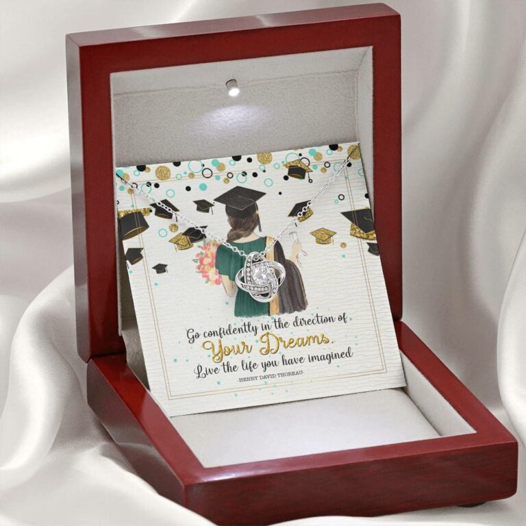 Graduation Gift Go Confidently in the Direction of Your Dreams Love Knot Pendant Necklace