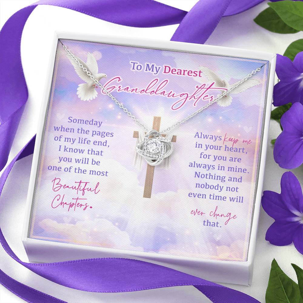 To My Dearest Granddaughter Someday When The Pages Of My Life End Jesus Cross Love Knot Necklace