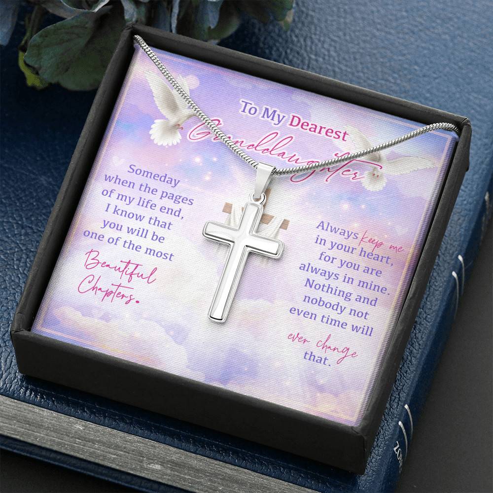 To My Dearest Granddaughter Someday When The Pages Of My Life End Jesus Cross Artisan Crafted Cross Necklace