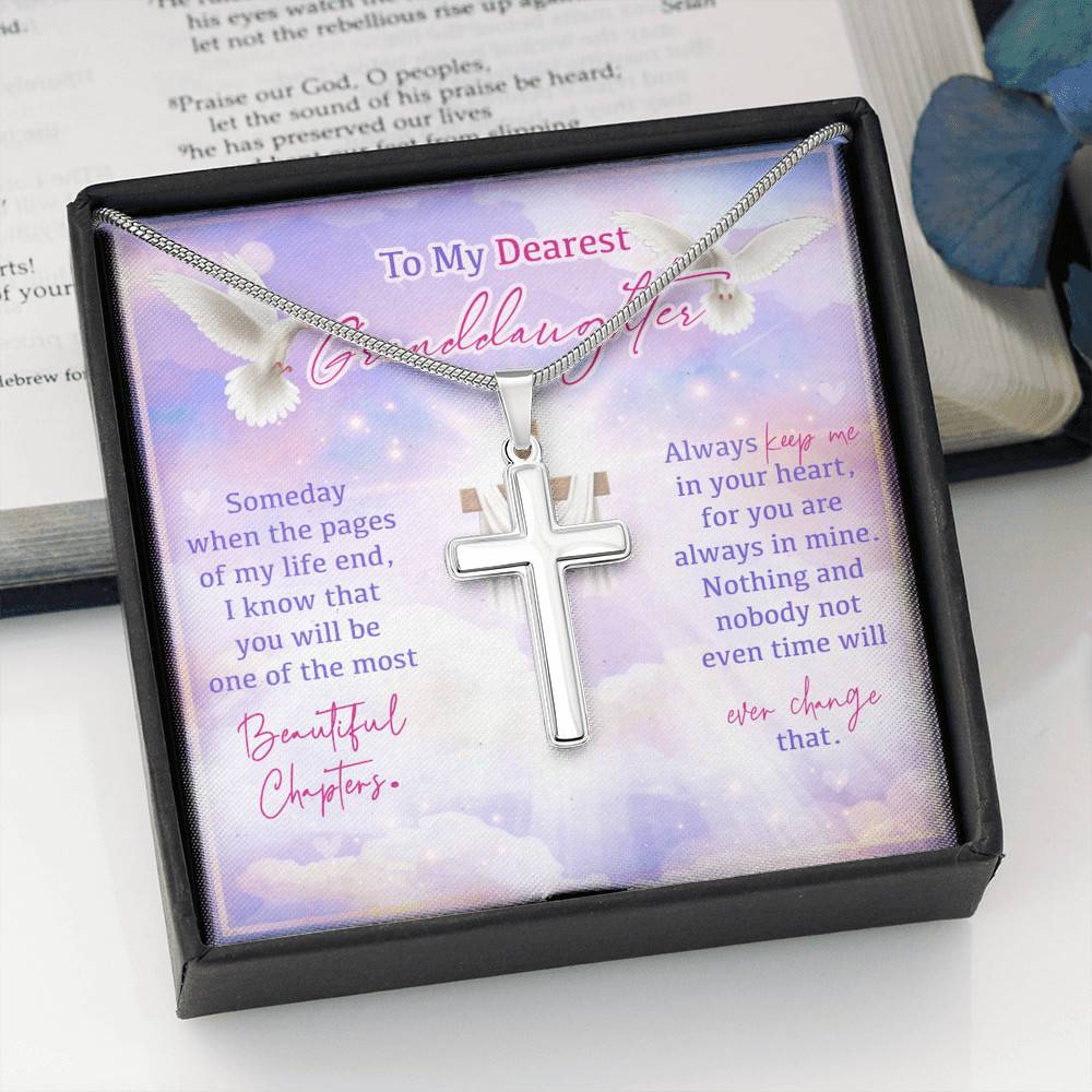 To My Dearest Granddaughter Someday When The Pages Of My Life End Jesus Cross Artisan Crafted Cross Necklace