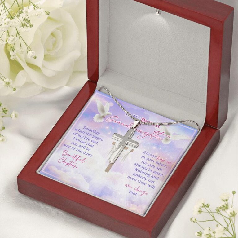 To My Dearest Granddaughter Someday When The Pages Of My Life End Jesus Cross Artisan Crafted Cross Necklace