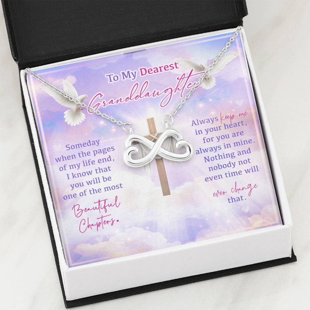 To My Dearest Granddaughter Someday When The Pages Of My Life End Jesus Cross Infinity Heart Pendant Necklace