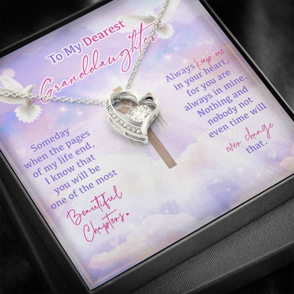 To My Dearest Granddaughter Someday When The Pages Of My Life End Jesus Cross Forever Love Heart Pendant Necklace