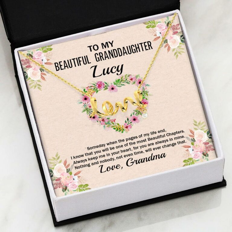 Personalized To My Beautiful Granddaughter Scripted Love Pendant Necklace