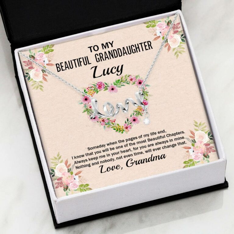 Personalized To My Beautiful Granddaughter Scripted Love Pendant Necklace