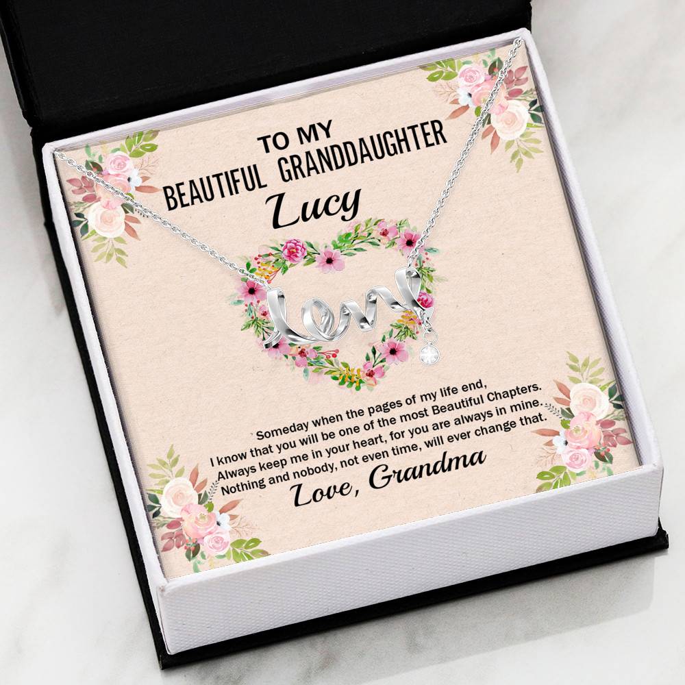 Personalized To My Beautiful Granddaughter Scripted Love Pendant Necklace Personalized To My Beautiful Granddaughter Scripted Love Pendant Necklace