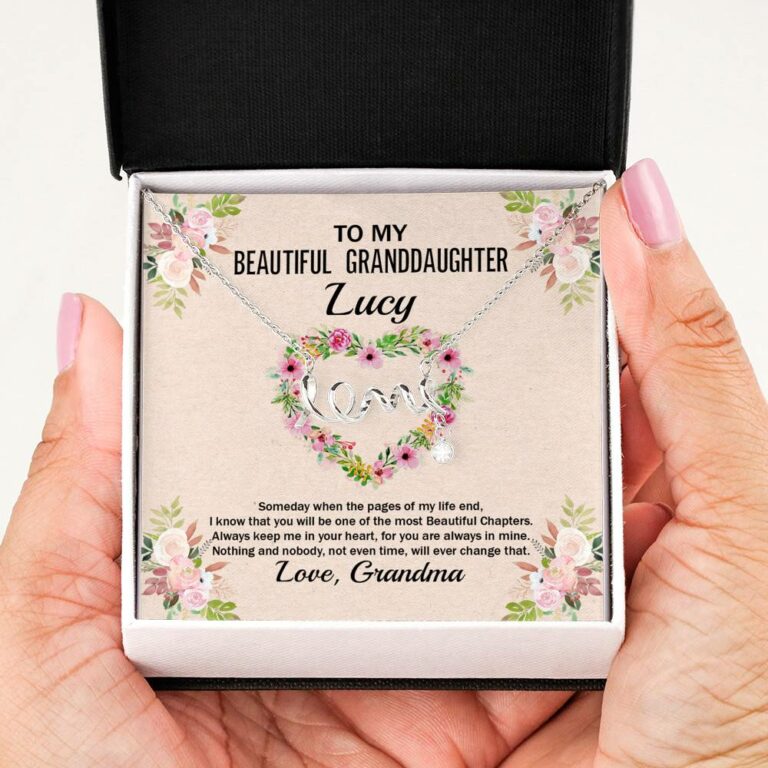 Personalized To My Beautiful Granddaughter Scripted Love Pendant Necklace