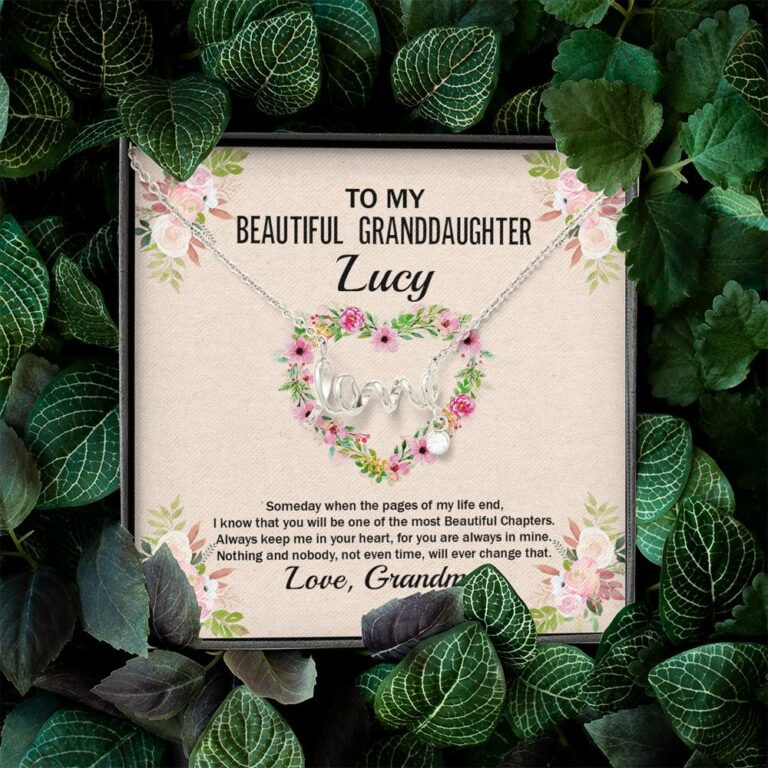 Personalized To My Beautiful Granddaughter Scripted Love Pendant Necklace