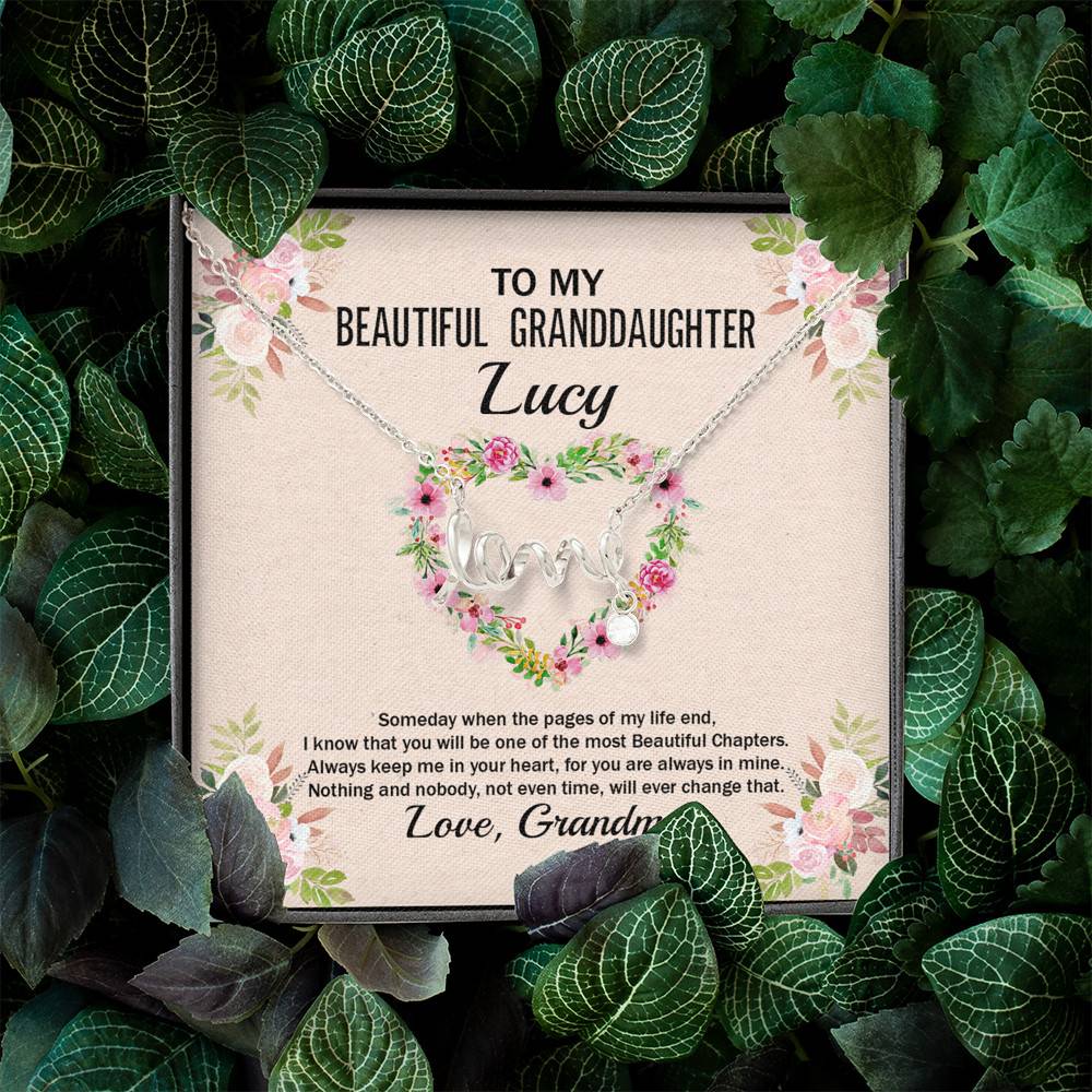 Personalized To My Beautiful Granddaughter Scripted Love Pendant Necklace Personalized To My Beautiful Granddaughter Scripted Love Pendant Necklace