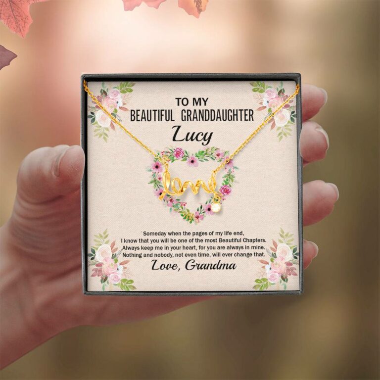 Personalized To My Beautiful Granddaughter Scripted Love Pendant Necklace