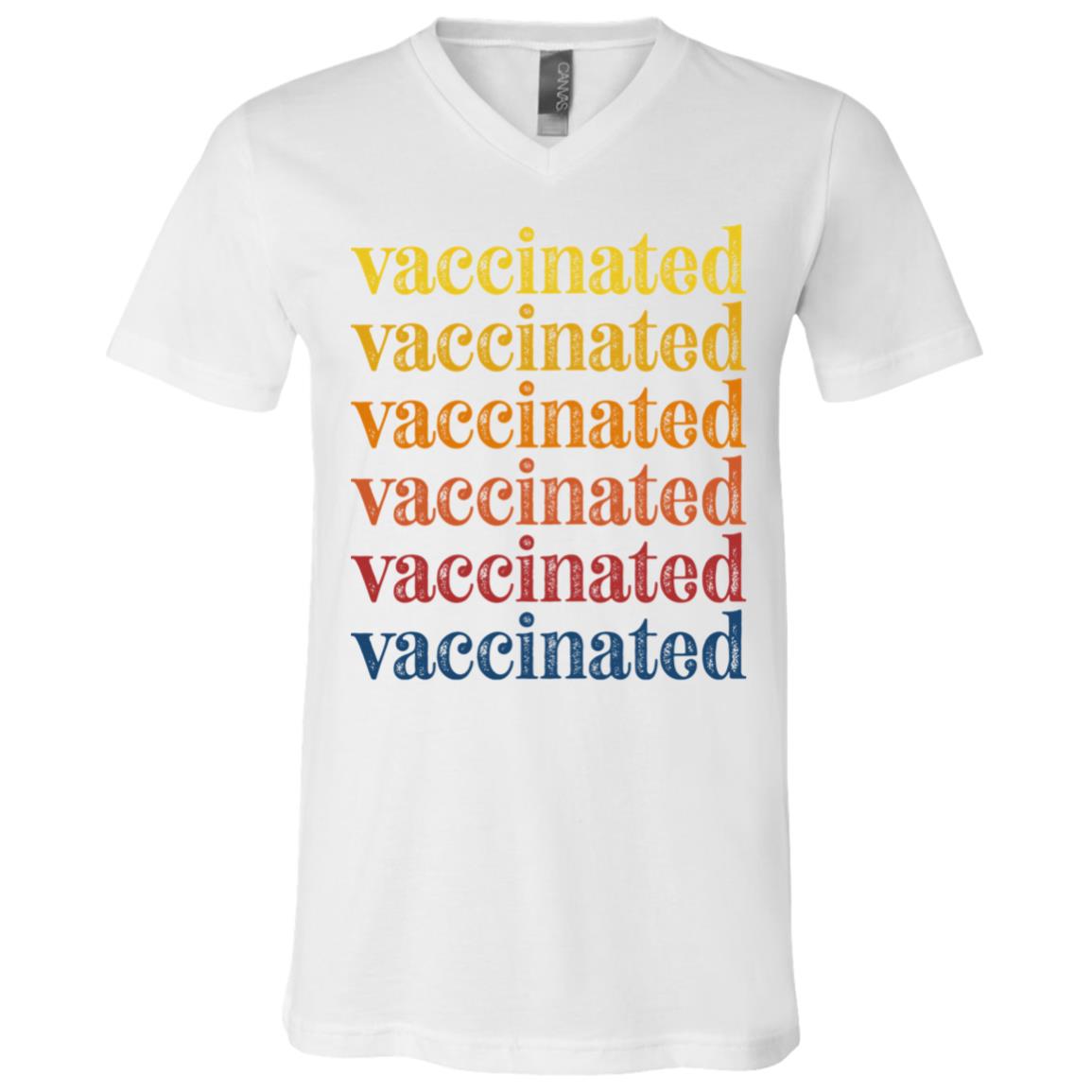 Vaccinated Retro Vintage Vaccine T-Shirt, White, V-Neck T-Shirt
