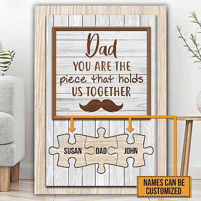 Alternative view of Personalized Puzzle Dad You Are the Piece That Holds Us Together Wrapped Framed Canvas Prints - Unframed Poster