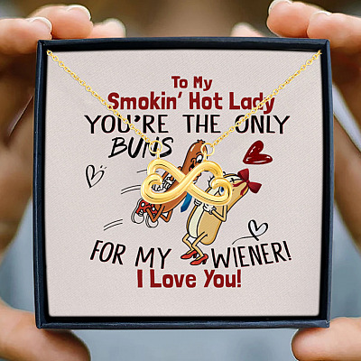 Alternative view of To My Smokin' Hot Lady You're The Only Buns For My Wiener I Love You Infinity Heart Pendant Necklace