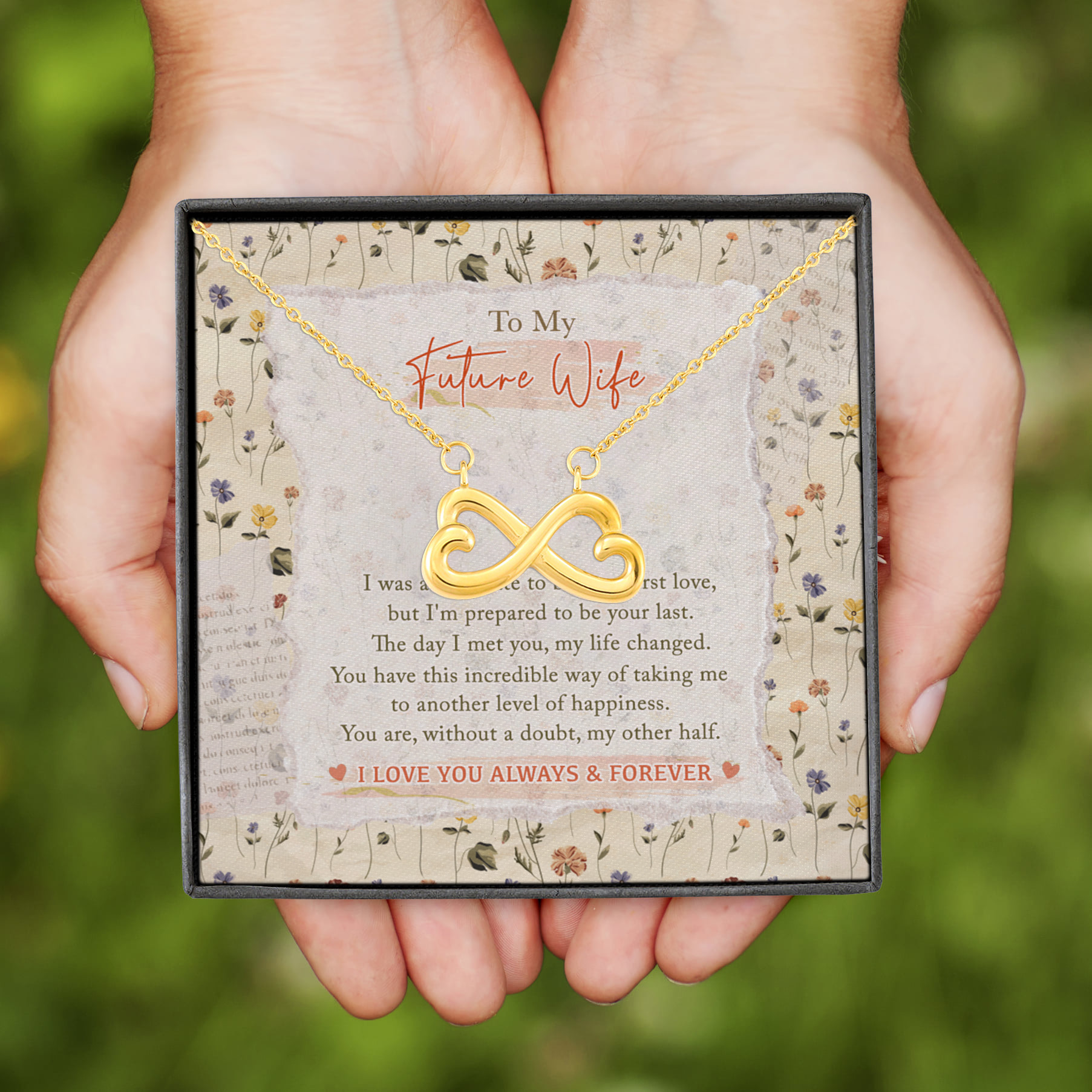 9VT. To My Future Wife Little Late Infinity Heart Necklace (Gold)