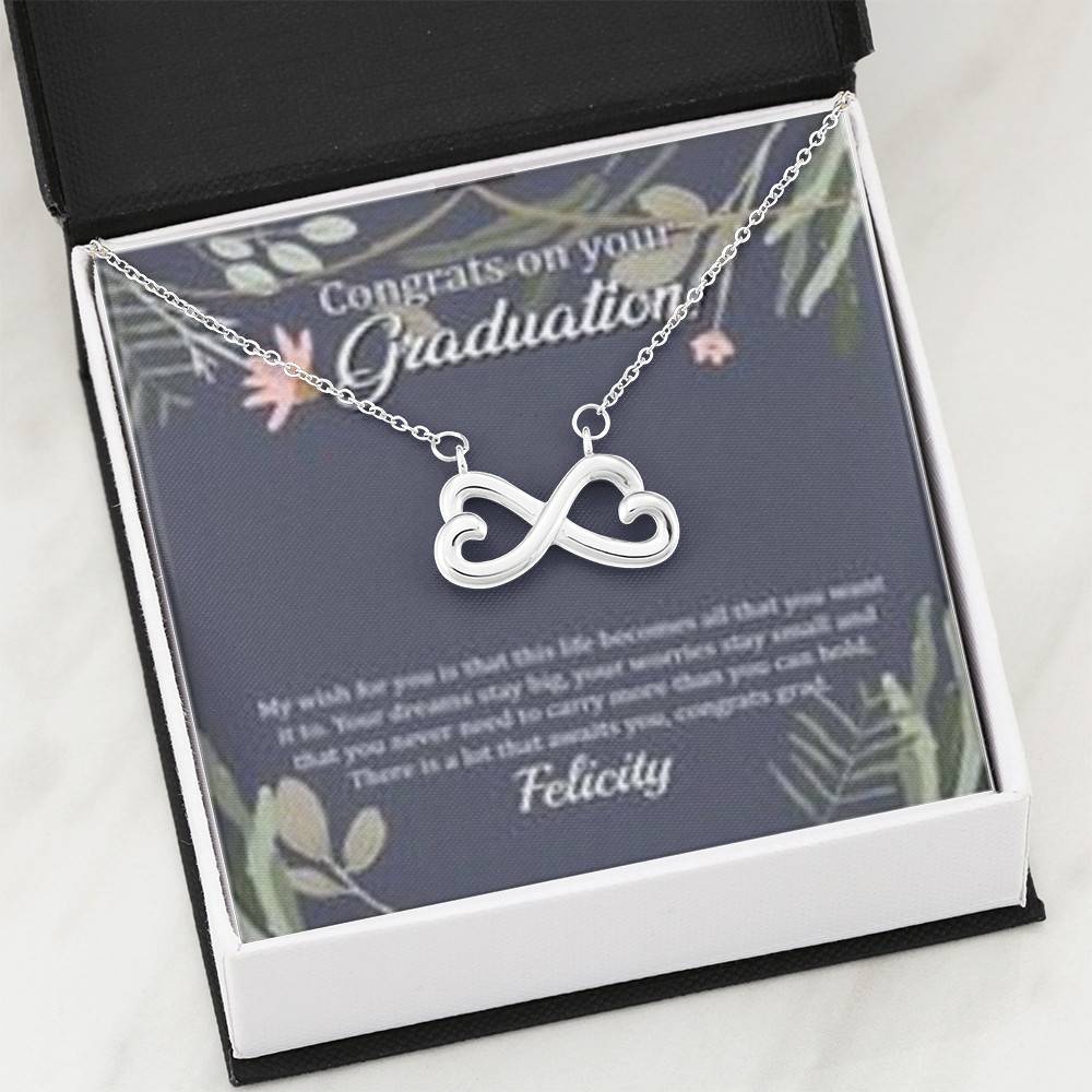 Personalized Congrats On Your Graduation Infinity Heart Pendant Necklace - Congrats Graduation Necklace Personalized Congrats On Your Graduation Infinity Heart Pendant Necklace - Congrats Graduation Necklace