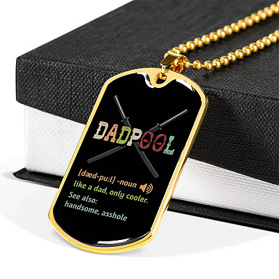 Dadpool Definition Like A Dad Only Cooler See Also Handsome Asshole Dog Tag Pendant Necklace
