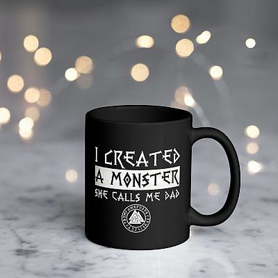 I Created A Monster She Calls Me Dad Ceramic Coffee Mug - Funny Viking Dad Beer Stein - First Father's Day Gifts