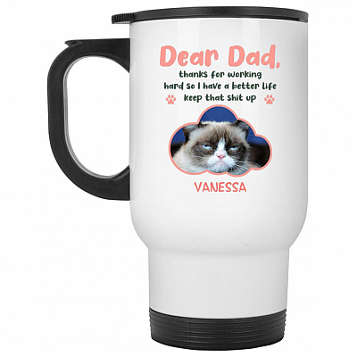 14 oz. White Travel Mug