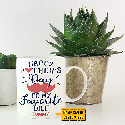 Personalized Happy Fathers Day to My Favorite Dilf Coffee Mug - Beer Stein - Water Bottle - Dilf Mug