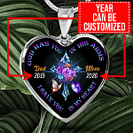 Personalized God Has You In His Arms I Have You In My Heart Dad Mom Heart Pendant Necklace-Bangle