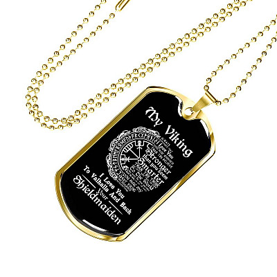 Shieldmaiden To My Viking Aways Remember That I Love You To Valhalla And Back Dog Tag Pendant Necklace