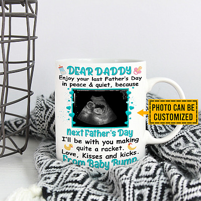 Alternative view of Personalized Photo Dear Daddy Enjoy Your Last Father's Day In Peace And Quiet Coffee Mug - First Father's Day Gift