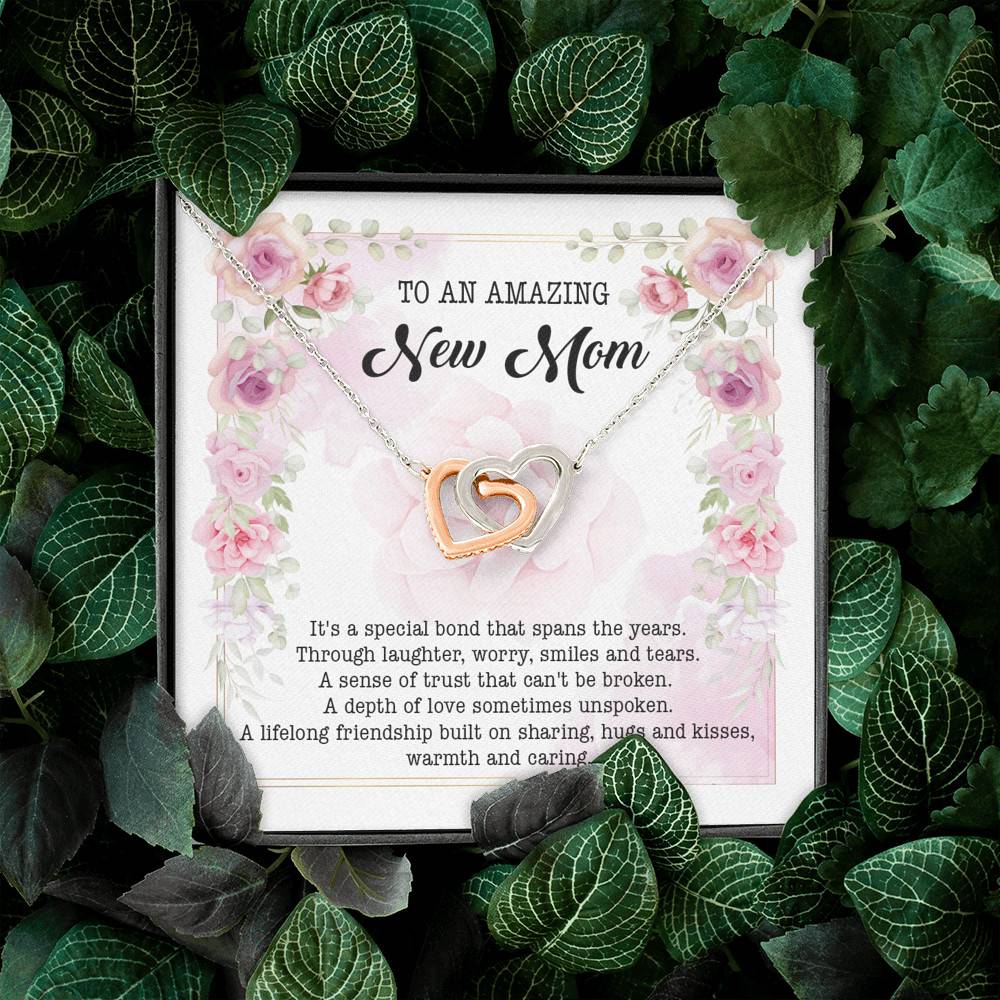 To An Amazing New Mom Interlocking Hearts Pendant Necklace - New Mom Necklace To An Amazing New Mom Interlocking Hearts Pendant Necklace - New Mom Necklace