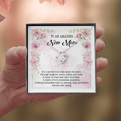 To An Amazing New Mom Love Knot Pendant Necklace - New Mom Necklace