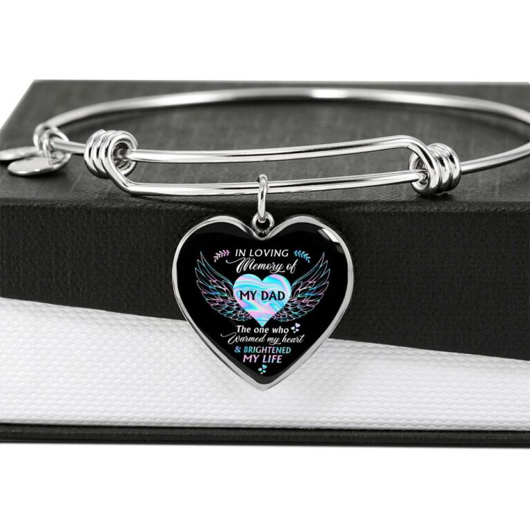 Angel Wings in Loving Memory of My Dad the One Who Warmed My Heart Brightened My Life Heart Pendant Necklace