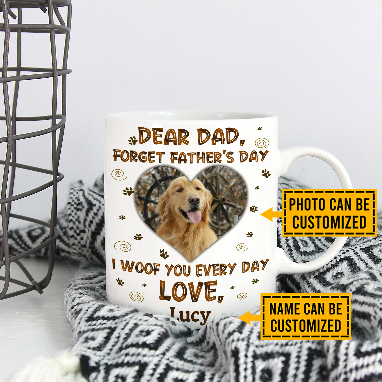 3VT. Dear Dad I Woof You Every Day mug mk1