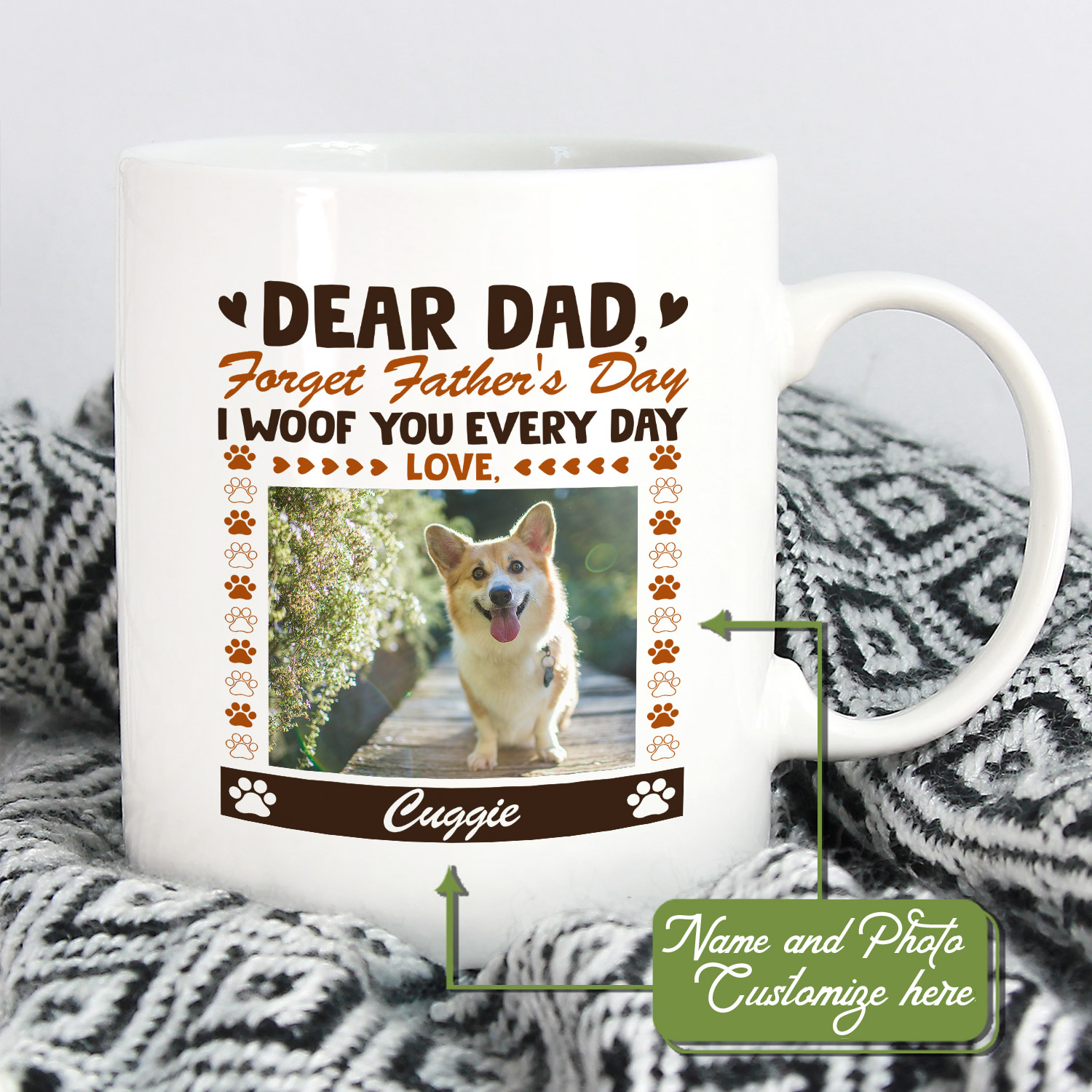 Woof You Dad' - Personalized Dog Wrapping Paper