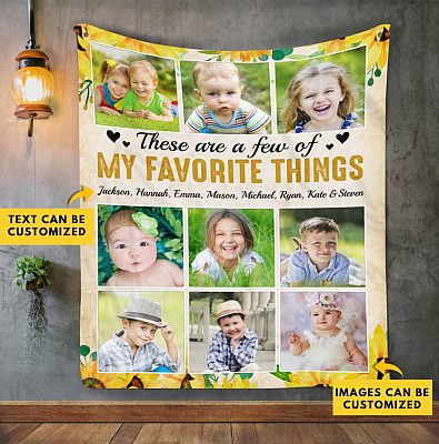 Alternative view of Custom Photo These Are A Few Of My Favorite Things Fleece Blanket - Mink Sherpa Blanket - Woven Blanket