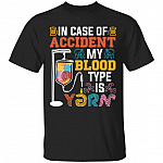Yarn Blood Type Shirt, Black, Unisex T-Shirt